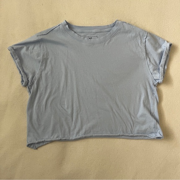 Free People We The Free The Perfect Tee Light Blue Casual Cotton Cropped Basic - Picture 6 of 11